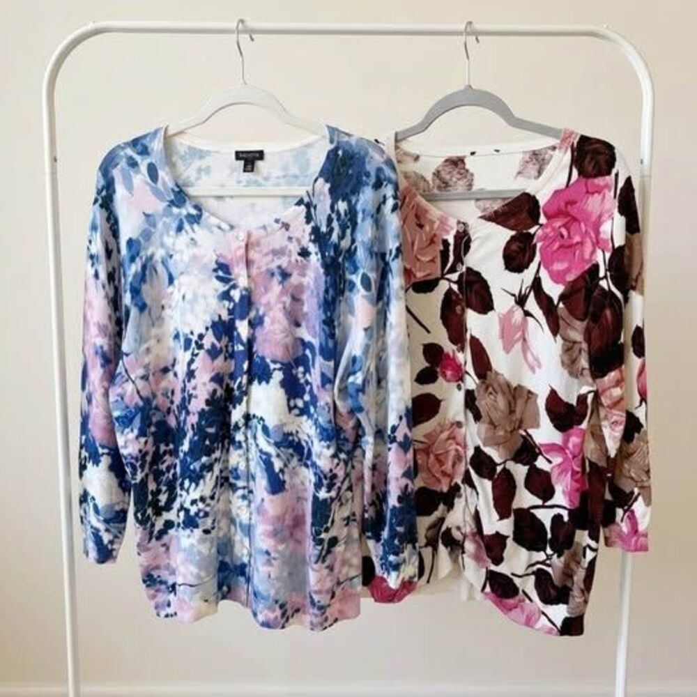 Talbots Floral Cardigan sweater bundle Size XL